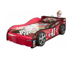 Lit design voiture 90x200 cm coloris rouge