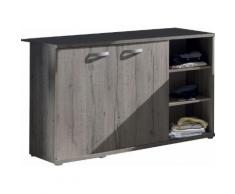 Commode à langer moderne 2 portes 3 compartiments ouverts coloris chêne gris