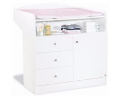 Commode à langer 90 cm en bois massif coloris blanc
