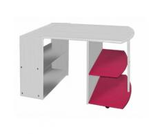 Bureau enfant en pin massif coloris Blanc Lasure et fuchsia
