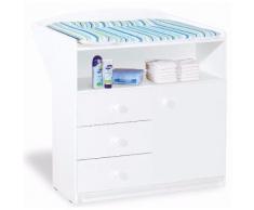 Commode à langer 90 cm en bois massif coloris blanc