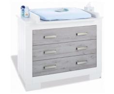 Commode à langer 117 cm en MDF coloris blanc et gris
