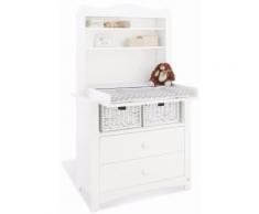 Commode à langer 103 cm avec 1 étagère incluse en bois massif coloris blanc