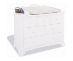 Commode à langer 127 cm à 6 tiroirs en pin massif coloris blanc