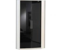 Armoire d'angle 95x198 cm avec 2 portes coloris noir brillant et blanc