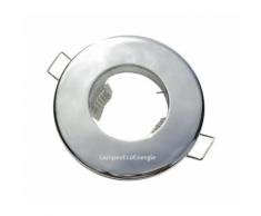 FIXATION SPOT SALLE DE BAIN ETANCHE CHROME POUR AMPOULE HALOGENE OU LED IP44 - EUROBRYTE
