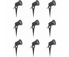 Biard - 9 x Spots Extérieurs Nus à Piquer pour LED GU10 - Eclairage de Jardin