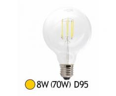 Ampoule Led 8W (70W) FILAMENT E27 Globe clair D95 Blanc chaud 2700°K - VISION-EL
