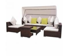 vidaXL Mobilier de jardin 23 pcs avec auvent Marron Résine tressée