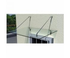 Auvent de porte 120X90 cm terrasse Marquise verre sécurité transparent - MONMOBILIERDESIGN