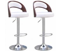 vidaXL Tabouret de bar 2pcs avec cadre en bois Cuir synthétique Blanc