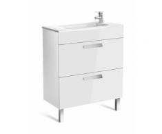 Meuble Unik DEBBA Compact 700 - 2 tiroirs + lavabo - Blanc brillant - ROCA