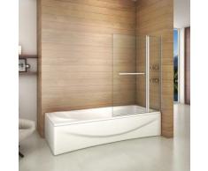 Pare baignoire 100x140cm paroi de douche rectangle pivotante à 240°verre securit avec