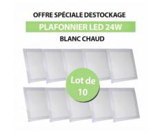 Lot de 10 Plafonniers Led 24W Carré Blanc Chaud - TIKE LUMINAIRES