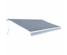 vidaXL Auvent pliant à manoeuvre manuelle 5 x 3 m Bleu et blanc