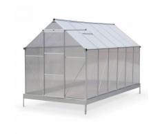 Serre de jardin Sapin en polycarbonate 7m² avec base, 2 lucarnes de toit, gouttière, Polycarbonate