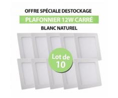 Lot de 10 Plafonniers LED Carré Extra-plat 12W Blanc Naturel - TIKE LUMINAIRES