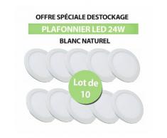 Lot de 10 Plafonniers Led 24W Rond Blanc Naturel - TIKE LUMINAIRES