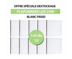 Lot de 10 Plafonniers Led 24W en surface Carré Blanc Froid - TIKE LUMINAIRES