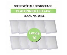 Lot de 10 Plafonniers Led 24W Carré Blanc Naturel - TIKE LUMINAIRES