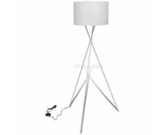 vidaXL Lampe de sol à long trépied Blanc