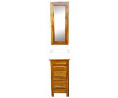 BAIN ET TECK Salle de bain en teck Swann natural et son miroir teck