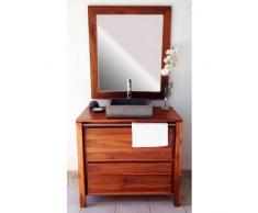 BAIN ET TECK Salle de bain en teck Sirocco Natural Vernis et son miroir teck Solo