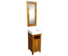 BAIN ET TECK Salle de bain en teck Tiago natural et son miroir teck