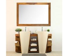 BAIN ET TECK Salle de bain en teck Keops double vasque + miroir