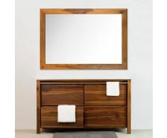 BAIN ET TECK Salle de bain en teck Sirocco Natural Vernis et son miroir teck