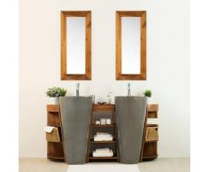 BAIN ET TECK Salle de bain en teck Keops double vasque + miroir