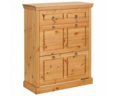 Meuble range-chaussures, 2 tiroirs + 2 abattants, en pin massif Home