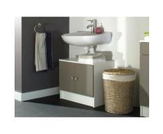 Meuble sous vasque 2 portes L60xP40xH52.2cm BANIO Blanc / Taupe
