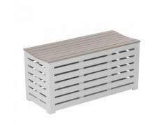 Banc / coffre de jardin en acacia 90x38x43cm - 147L BURANO Argile douce