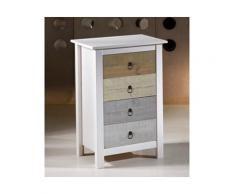 Chiffonnier en bois massif avec 4 tiroirs Hauteur 80 cm FLORA