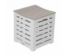 Coffre de jardin en acacia bicolore 38x38x43cm - 62L BURANO Argile douce