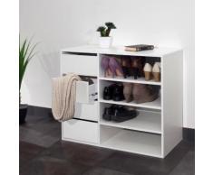 Meuble à chaussures 4 niches 4 tiroirs Longueur 89.5 ARNOLD Blanc