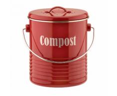 Composteur en aluminium avec couvercle et filtre charbon 2.5L Vintage Kitchen Rouge