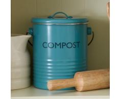 Composteur en aluminium avec couvercle et filtre charbon 2.5L Vintage Kitchen Bleu