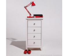 Chiffonnier en bois massif avec 4 tiroirs Hauteur 80cm BERNA Blanc