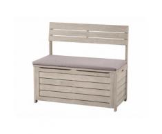 Banc de jardin et coffre de rangement avec coussin gris en acacia FSC SILVERWOOD
