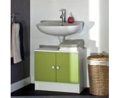 Meuble sous vasque 2 portes L60xP40xH52.2cm BANIO Blanc / Vert