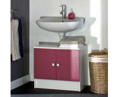 Meuble sous vasque 2 portes L60xP40xH52.2cm BANIO Blanc / Fushia