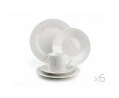 Service de table 30 pièces en porcelaine motifs pois graphiques gris et rouge FORZA