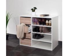 Meuble à chaussures 4 niches 4 tiroirs Longueur 89.5 ARNOLD Chêne
