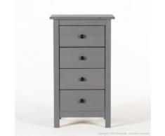 Chiffonnier en bois massif avec 4 tiroirs Hauteur 80cm BERNA Gris