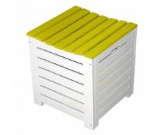 Coffre de jardin en acacia bicolore 38x38x43cm - 62L BURANO Vert anis