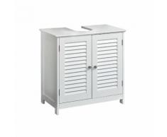 Meuble sous-vasque 2 portes avec persiennes en bois L60xP35xH58cm JASDAN