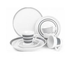 Service de table en porcelaine à rayures 20 pièces STRIPES Gris