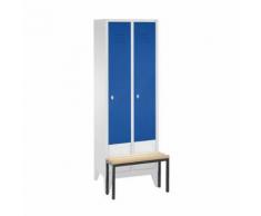 vestiaire avec banc, 2 compartiments, bleu gentiane,
